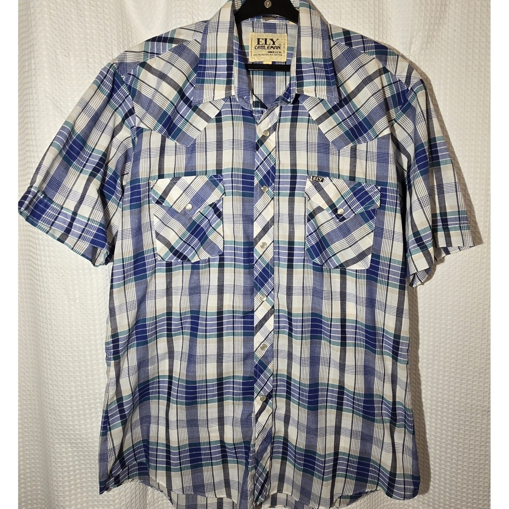Vintage Ely Cattleman Shirt Pearl Snap Plaid Western 16